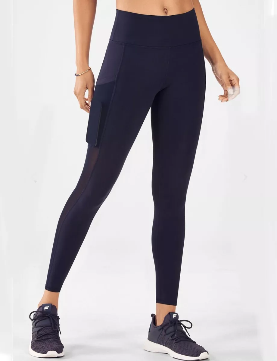 Fabletics On The Go High Waisted Legging XS Navy Blue Mesh Mila