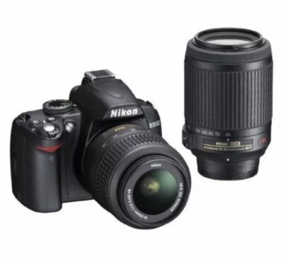 Nikon D3000 Two Lenses ED 18-55mm and ED 55-200mm Gear