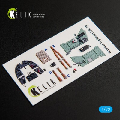 Hawker Typhoon Mk,IB. Interior 3D Decals (for Airfix) Scale 1:72 KeliK K72024