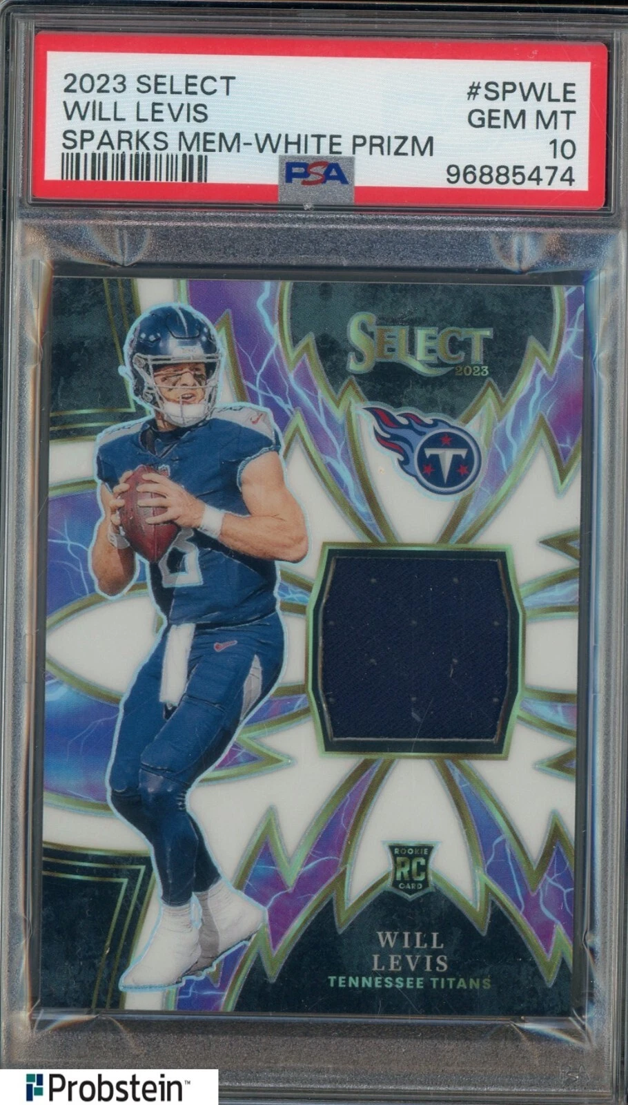 Will Levis Panini Select Sparks Memorabilia #SPWLE White Prizm