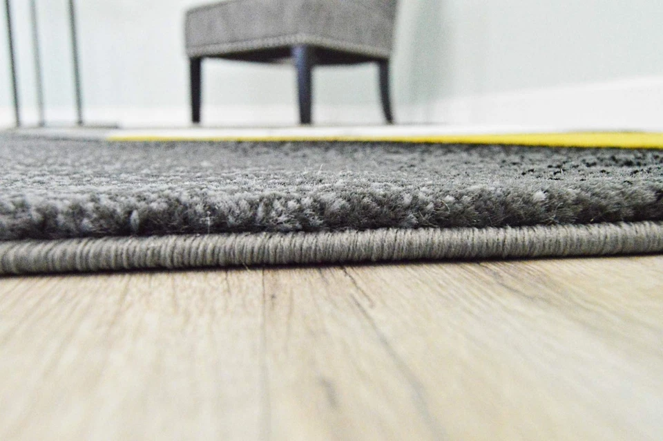 Alfombra abstracta contemporánea moderna tallada premium 2305 amarilla 5'3''x7'6"" Foto 2 de 4