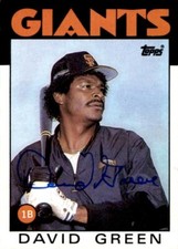 David Green 1986 Topps #727 San Francisco Giants Autographed Card DECEASED