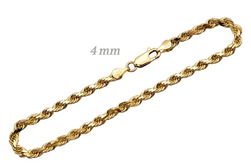 Solid 14k Yellow Gold 4mm-6mm Rope 