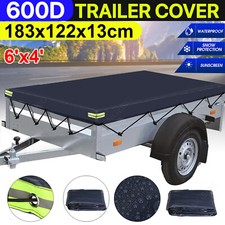 Blue Trailer Cover With Bungee Cord 6'x4' - Heavy Duty Waterproof Tie Down 600D