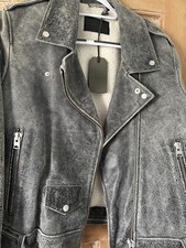 Allsaints Arashi Leather Biker Sherpa Lined Size 14 