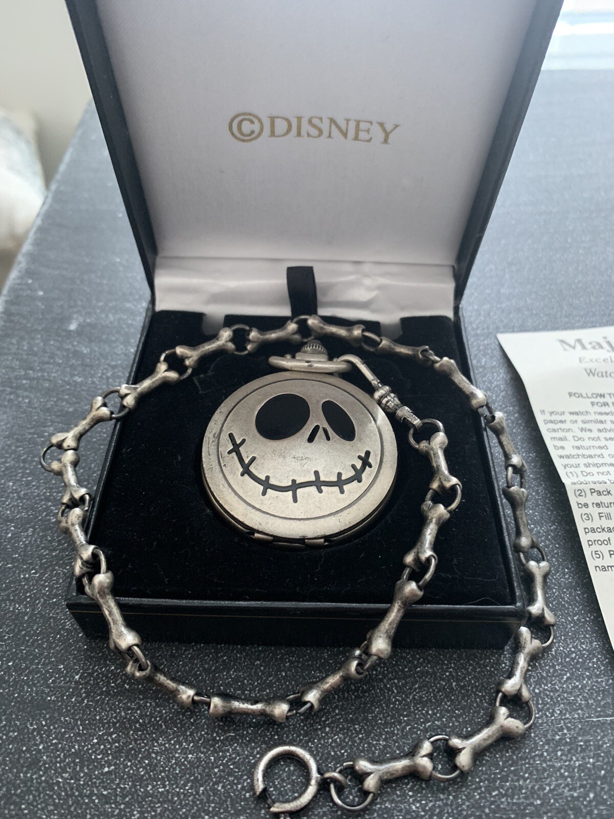 Majesti Disney Jack Skeleton Pocket Watch NIB Mint Nightmare Before
