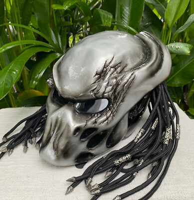Silver Predator Alien Custom Helmet Motorcycle Helmet with Laser