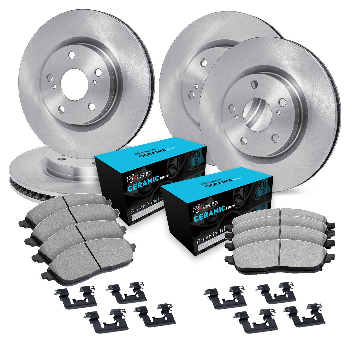 For Audi A4 Quattro 05-09 eLINE Series Front & Rear Brake Kit w Ceramic Pads