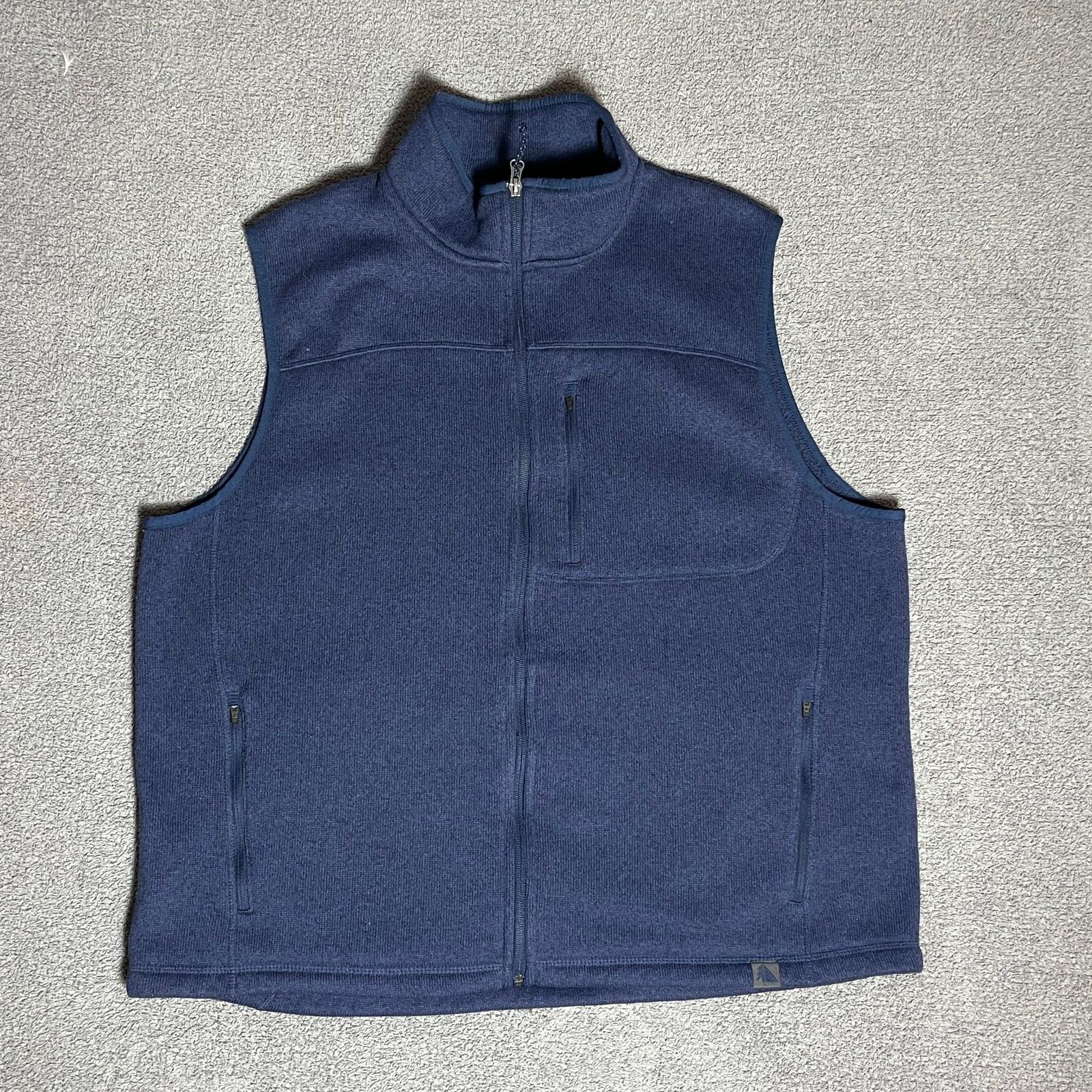 LL Bean Fleece Slightly Fitted Vest Blue Fleece XL Full Zip Men's Size X-Large