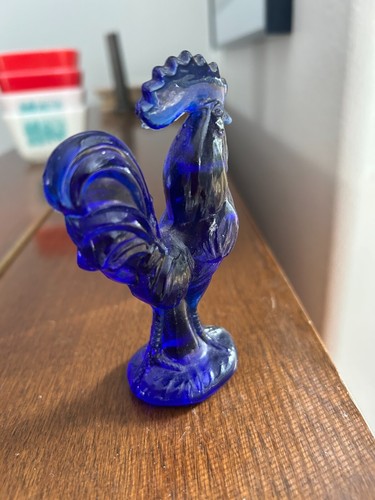 Westmoreland Art Glass Cobalt Blue Rooster Figurine 4” Vintage MCM - Picture 2 of 4