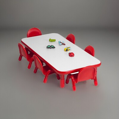 Children's Factory Angeles Baseline 60''x30'' Rectangle Tabletop AB746PR - Red