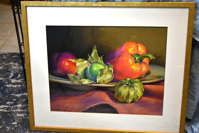 Petie McKinley Pastel Art ''Tomatillios, Pepper & Plus'' #46, Framed, 25'' x 21.5''
