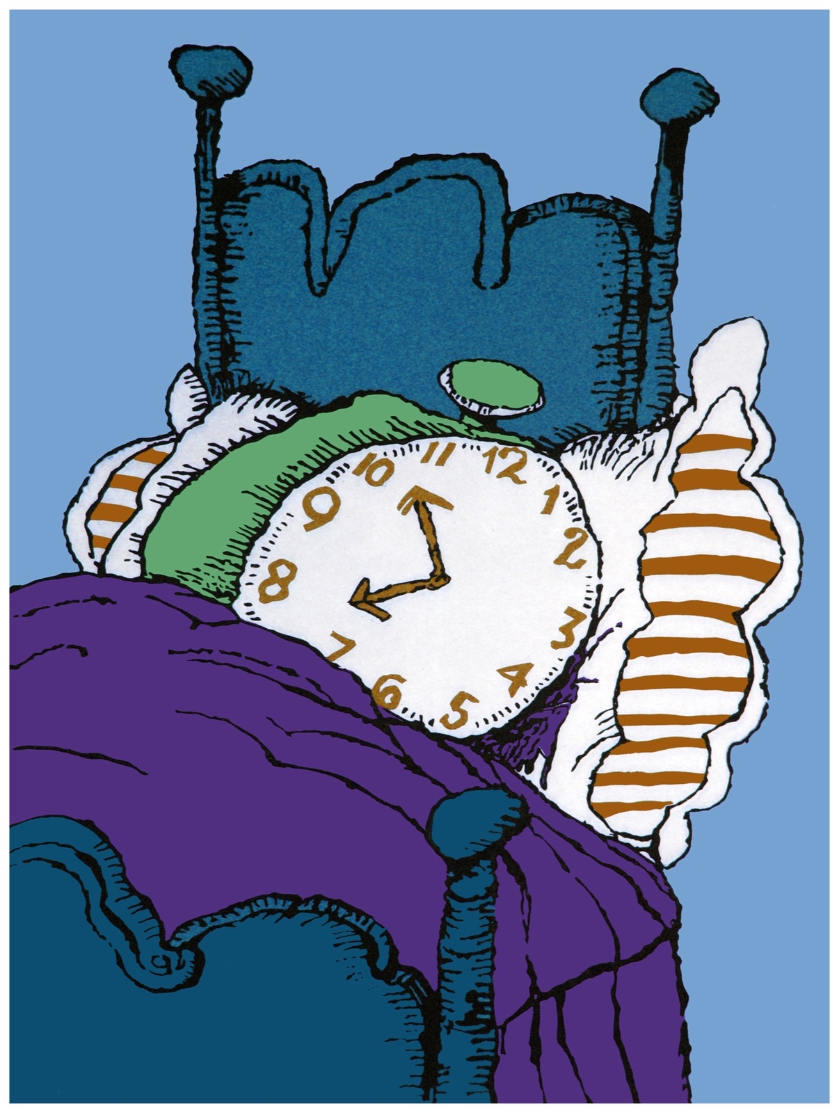 Wall Decor Poster.Fine Graphic Art Design.Alarm Clock Sleepin.Room Home art.377