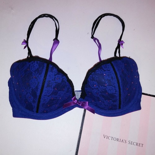 Victoria Secret Bra 32D Purple Black Sexy Little Things Bling 2010 Collection