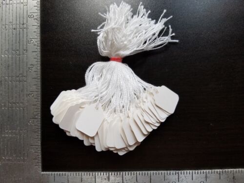 1000 Blank White Merchandise Price Tags with Strings Size #2 Retail Strung Label - Picture 4 of 12