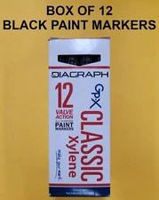 NEW Box of 12 Diagraph GP-X Classic Industrial Xylene Paint Pen Markers - Black