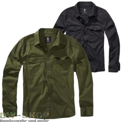 BRANDIT FLANELLHEMD LANGARM HERREN HEMD FLANELL SHIRT FREIZEITHEMD OLIV SCHWARZ