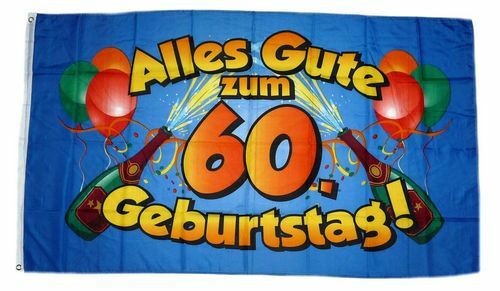 Fahne / Flagge Alles Gute zum 60. Geburtstag blau 90 x 150 cm