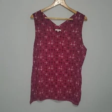 Pleione Lightweight Top Womens Size L Large Burgundy Red Sleeveless Tank v-neck