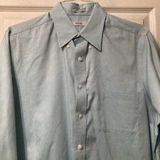 Izod Men  s 80  s 2 Ply Pinpoint Blue Button Up Shirt Pocket 16  34/35 Large
