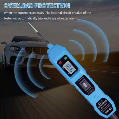 3.5-36V Digital Automotive Circuit Tester Probe – 14.76ft Cable, Polarity & Overload Protection