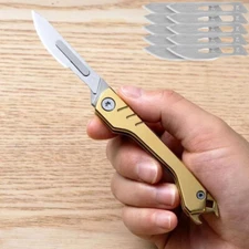EDC Pocket Utility Folding Knife Scalpel Blade Outdoor Camping Opener Keychain