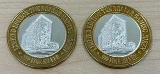 Comstock Casino Silver Strike Reno NV TWO $10 Chip Tokens .999 Silver 1.2 oz