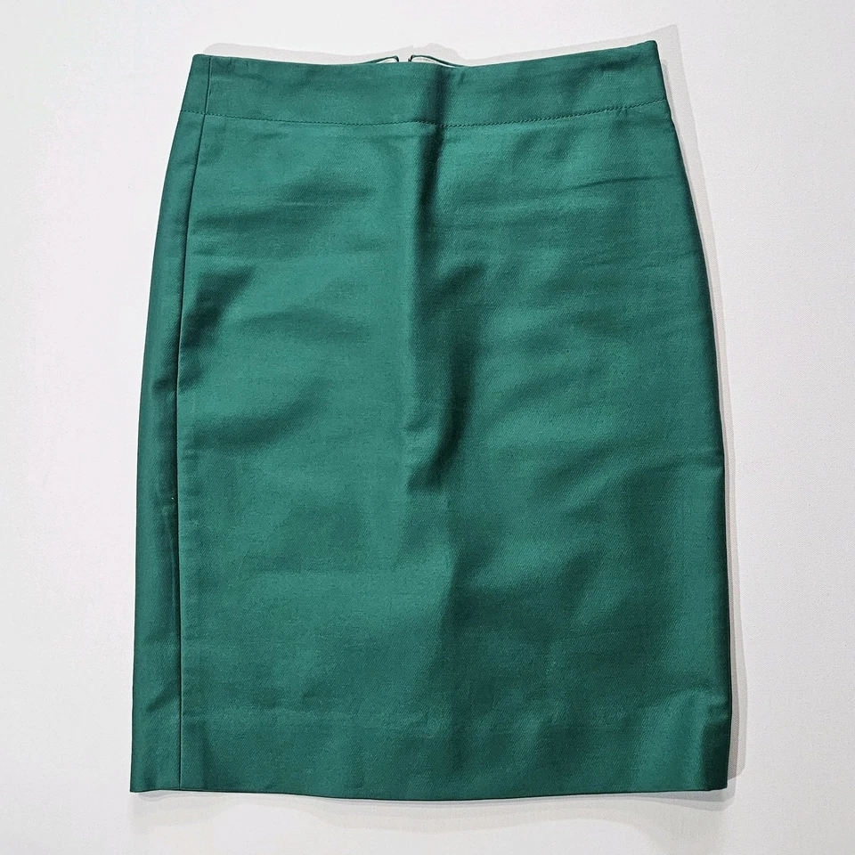 J. Falda lápiz Crew para mujer talla 00 verde no. Ropa de oficina de negocios con 2 cremalleras traseras