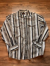 Vintage Plains Western Wear Men  s L Western Striped Long Sleeve Button-Up