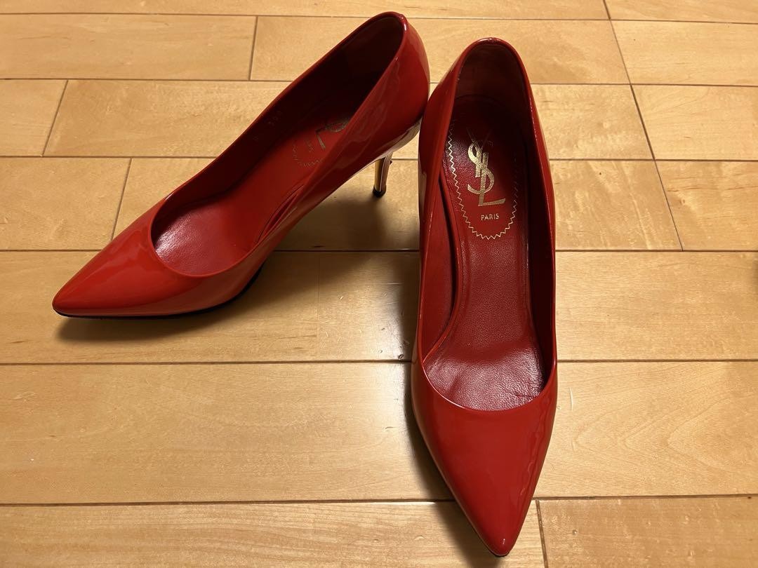 Saint Laurent decolte tacco YSL EU36 5 US6 5 vernice rosso 09915a