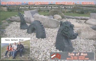 Amateurfunk QSL/QSO MD/OE5OHO G3YEU Isle of Man 2010 DXpedition Sea Monster Art