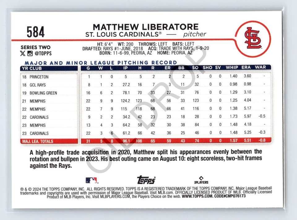 MATTHEW LIBERATORE 2024 Topps Series 2 Gold Foil - Image 2 of 2