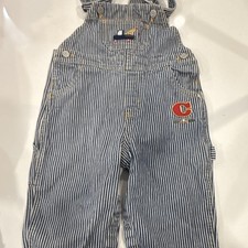 Vintage Carter's Blue White Striped Denim Overall 18-24 Months 100 Cotton