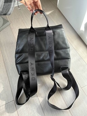 Black DKNY Pola Foldover Logo Backpack (Excellent Condition)