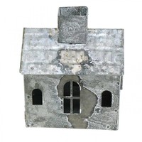 Windlicht Haus Metall Shabby Chic Weiß Rost Vintage Kerzenhalter Deko H11Cm