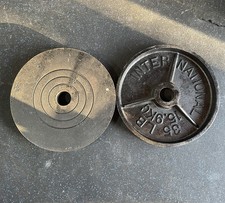 Placas de peso olímpicas “Bullseye” Deep Dish International raras, par de 35 lb