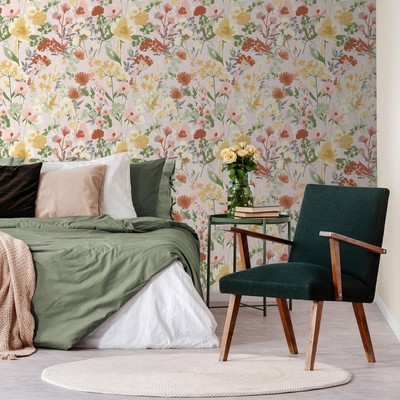 206542 Catherine Lansfield Countryside Tapete Floral Rosa Innenraum Look