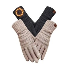 2 Pairs Winter Gloves for Women, Touch Screen Warm Knit Thermal Gloves for Cold