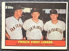1961 TOPPS FRISCO FRONT LINERS McCORMICK-SANFORD-O'DELL #383 VG OC TINY RED MARK