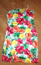 SHEIN WOMENS SIZE L  8-10 MULTICOLOR FLORAL SWIM DRESS SLEEVELESS