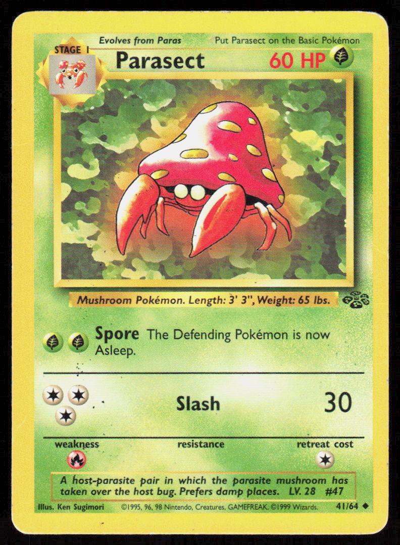 Parasect 41/64 Uncommon Jungle Pokemon Unlimited Heavily Played