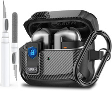 Galaxy Buds 3 Pro 3 FE Case Cover Secure Lock Carbon Black Carabiner