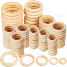 100 Pcs 5 Sizes Natural Wood Rings for Crafts, Unfinished Smooth Wooden Ring for