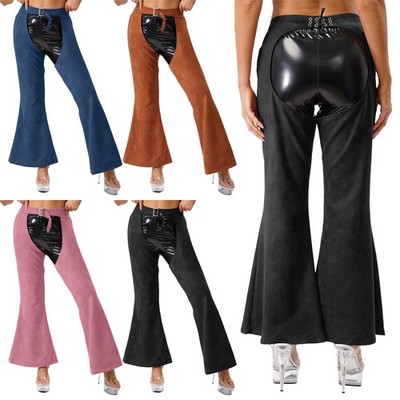 Damen Hose Weites Bein Gamaschen Festival Unterhose Lang Chaps Halloween Zeigen