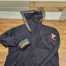 Vtg US Navy Crackerjack Men 100% Wool Blue Dress Jumper Top Sz 38L