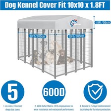 10x10FT Outdoor Dog Kennel Cover - Heavy Duty 600D Oxford Fabric - Snowproof