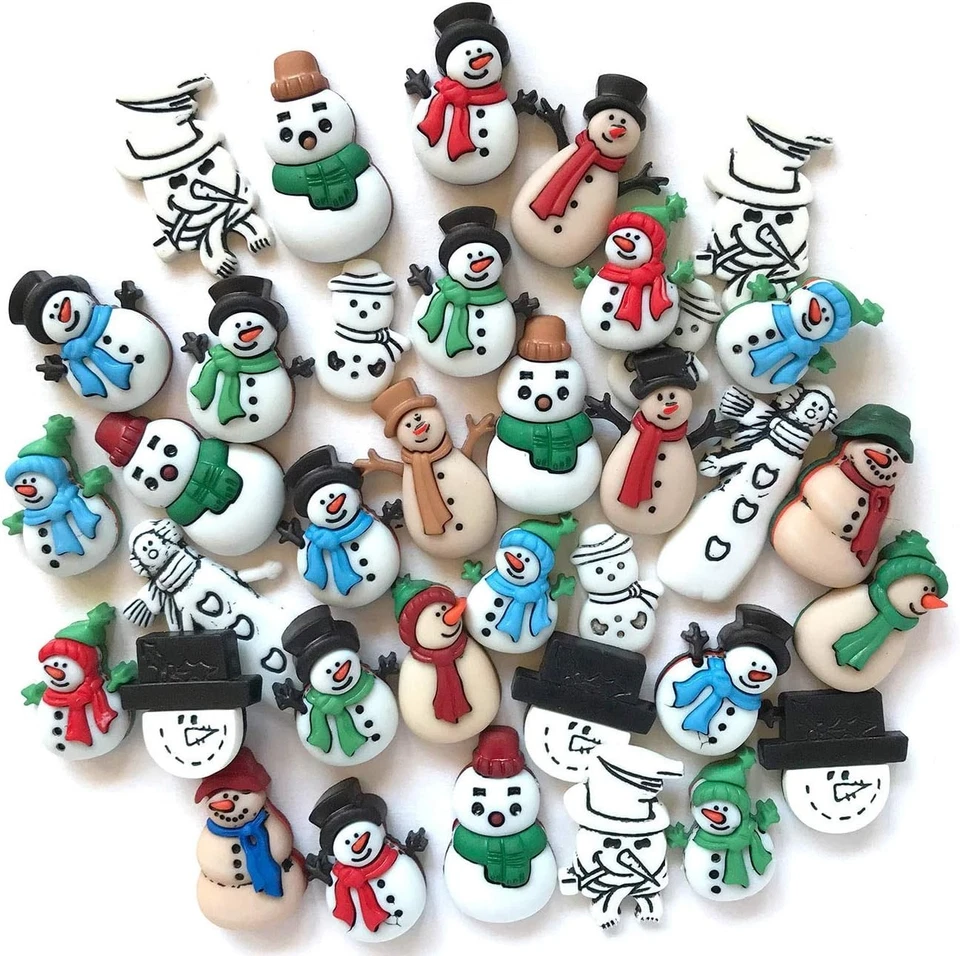 Snowman Craft Buttons Assortment - 50 Piece Winter Embellishments - Image 3 of 4