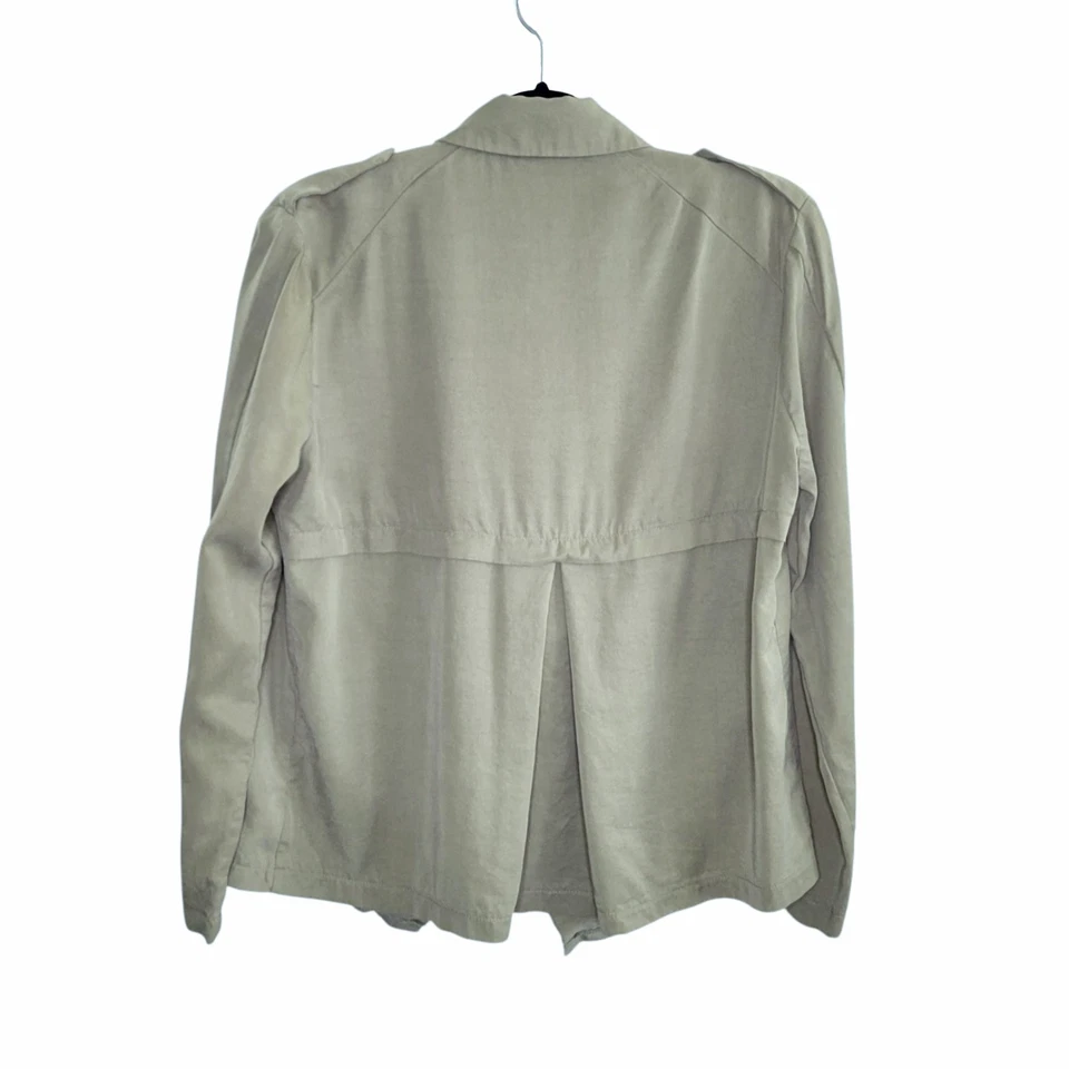 Chaqueta Bobeau Para Mujer Verde Ejército Frente Abierto Tencel Cascada Frontal Talla L Foto 3 de 4