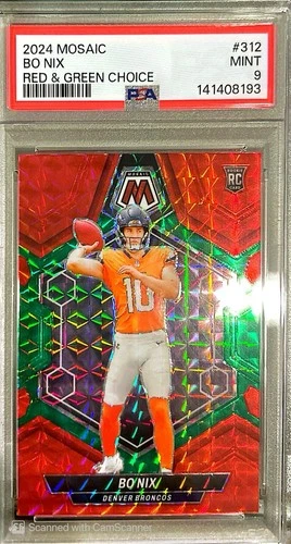 2024 Panini Mosaic Bo Nix Red And Green Choice (RC) PSA 9