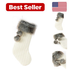 Cable Knit Christmas Stockings - Ivory White Rustic